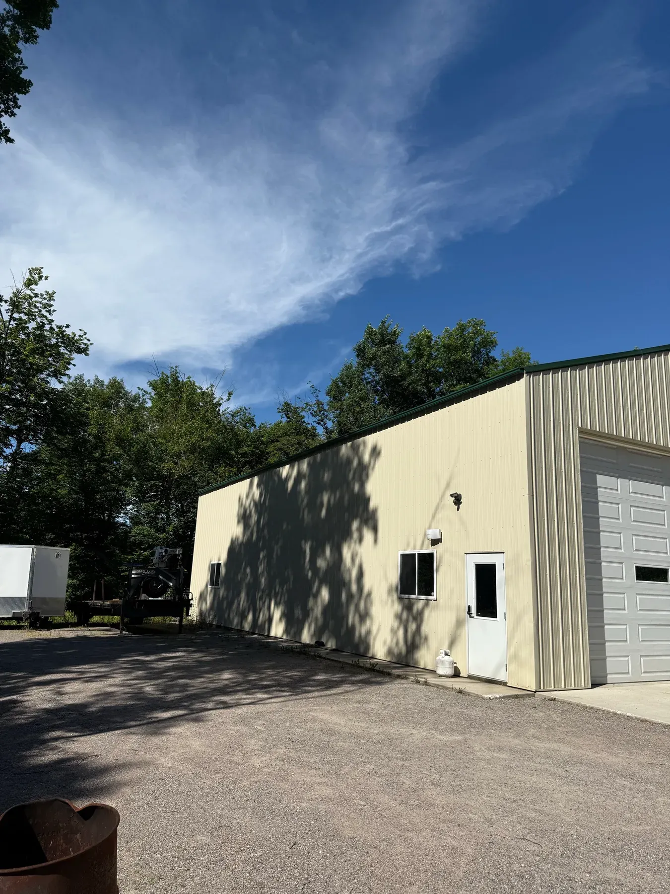 Finished metal shop exterior with new gutter work